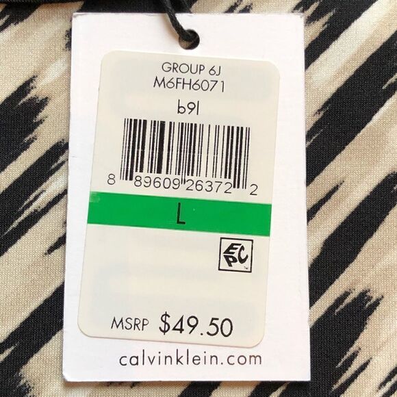 Calvin Klein Short Sleeve Blouse black/tan/white Large New with tag - Picture 6 of 9